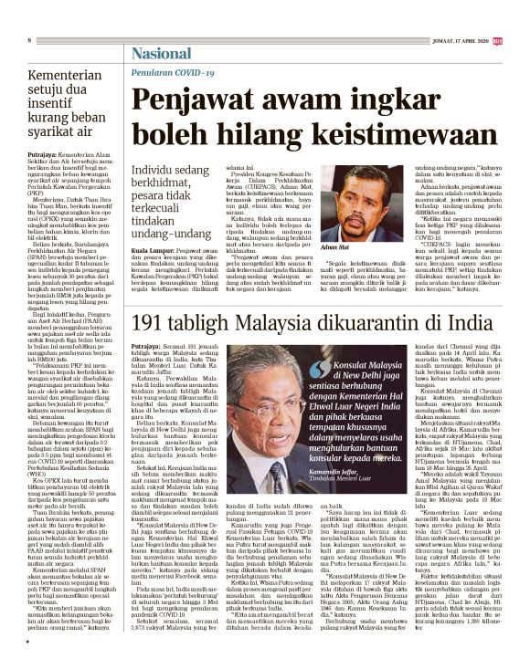 Berita Harian - 17/04/2020